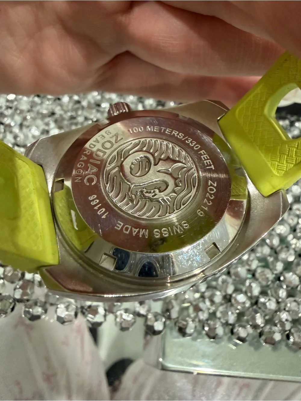 Zodiac Yellow Dial Dive Watch with Black Bezel
